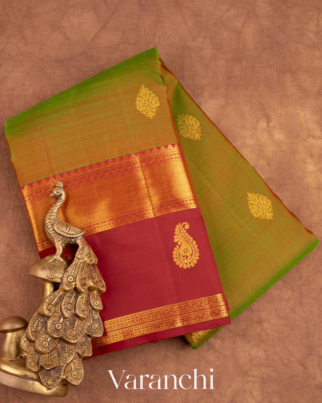 Mehandi Green Pure Kanchipuram Silk Handloom Saree