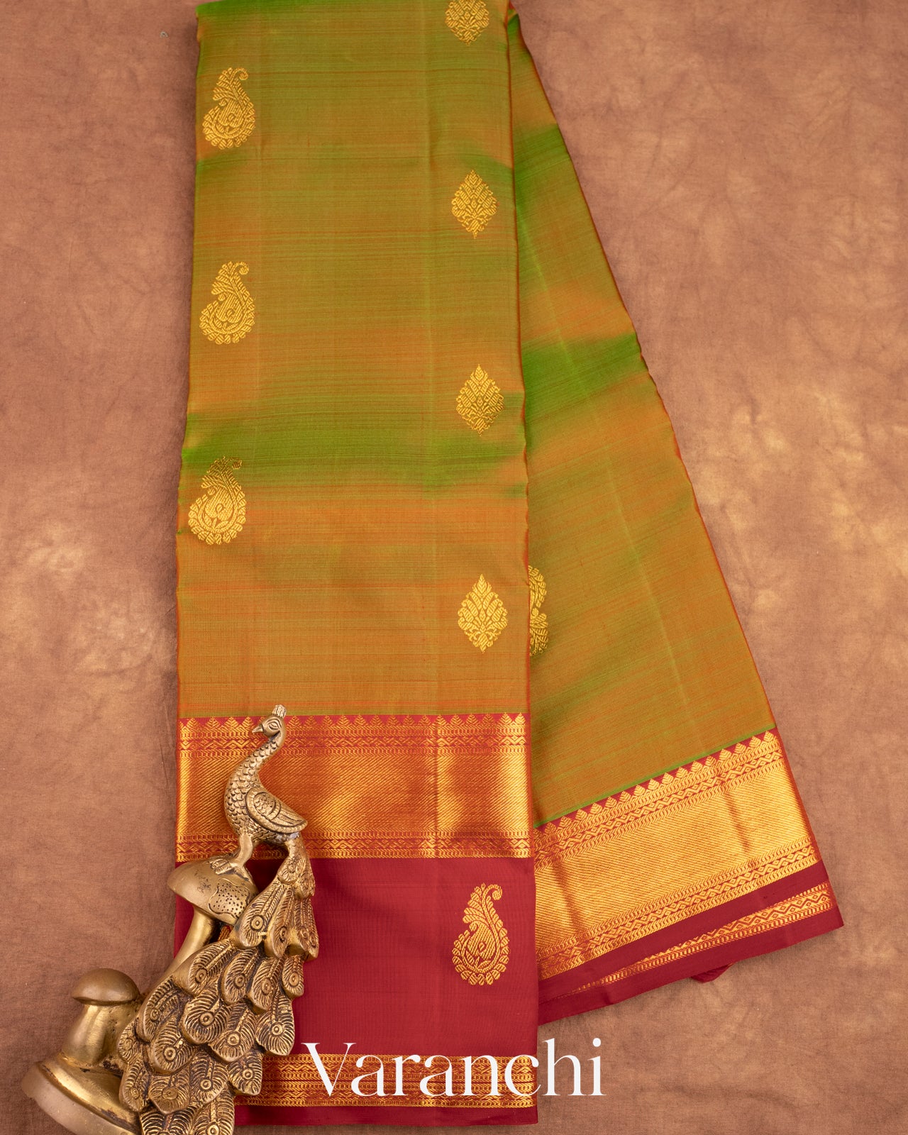 Mehandi Green Pure Kanchipuram Silk Handloom Saree