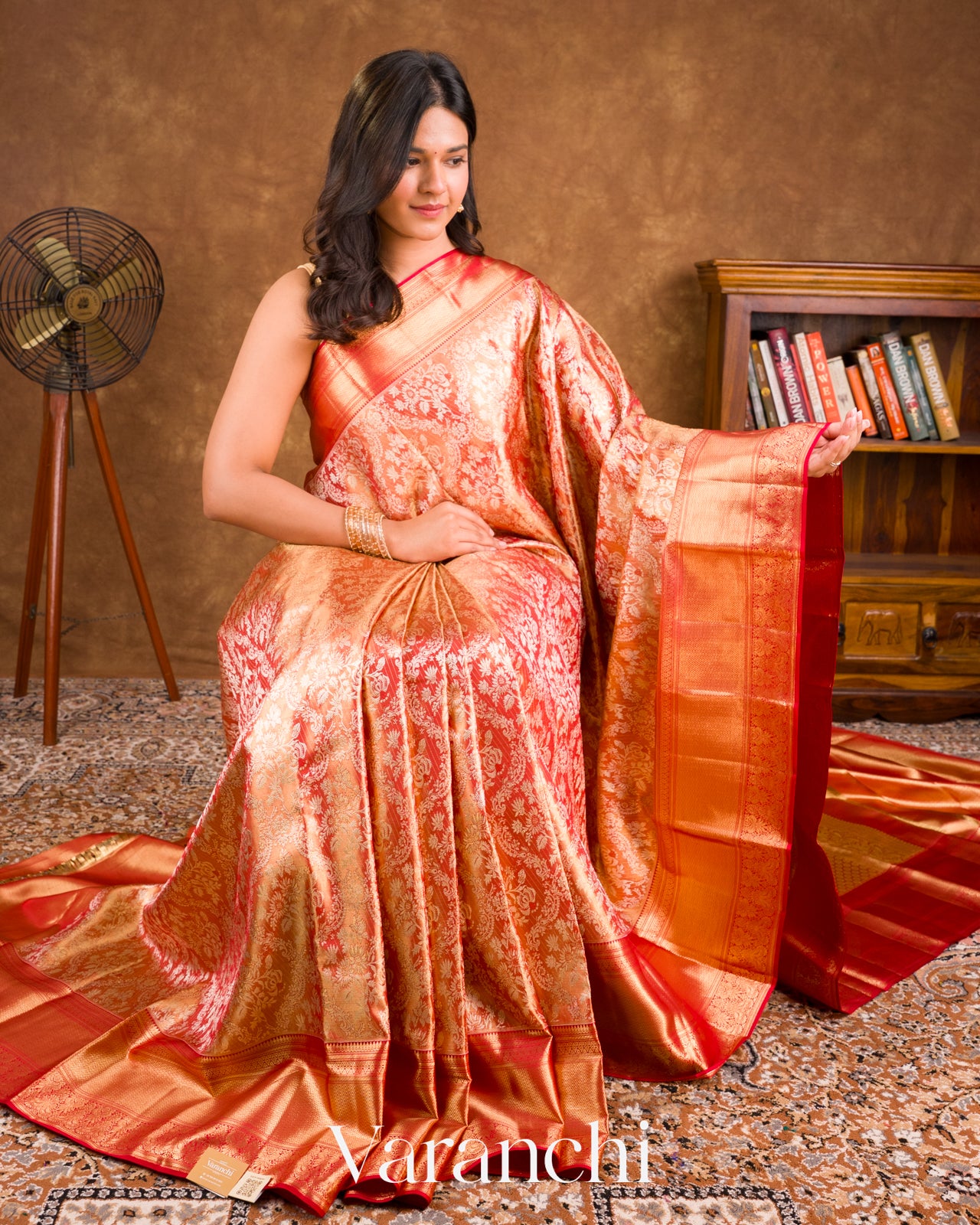 Metallic Copper Gold Pure Kanchipuram Silk Saree