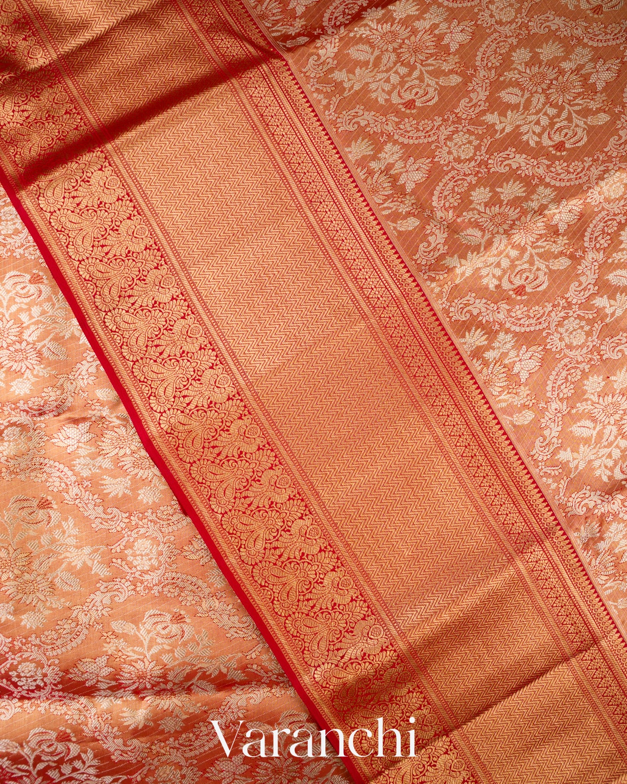Metallic Copper Gold Pure Kanchipuram Silk Saree