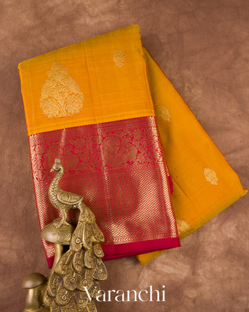 Marigold Yellow Pure Kanchipuram Silk Handloom Saree 