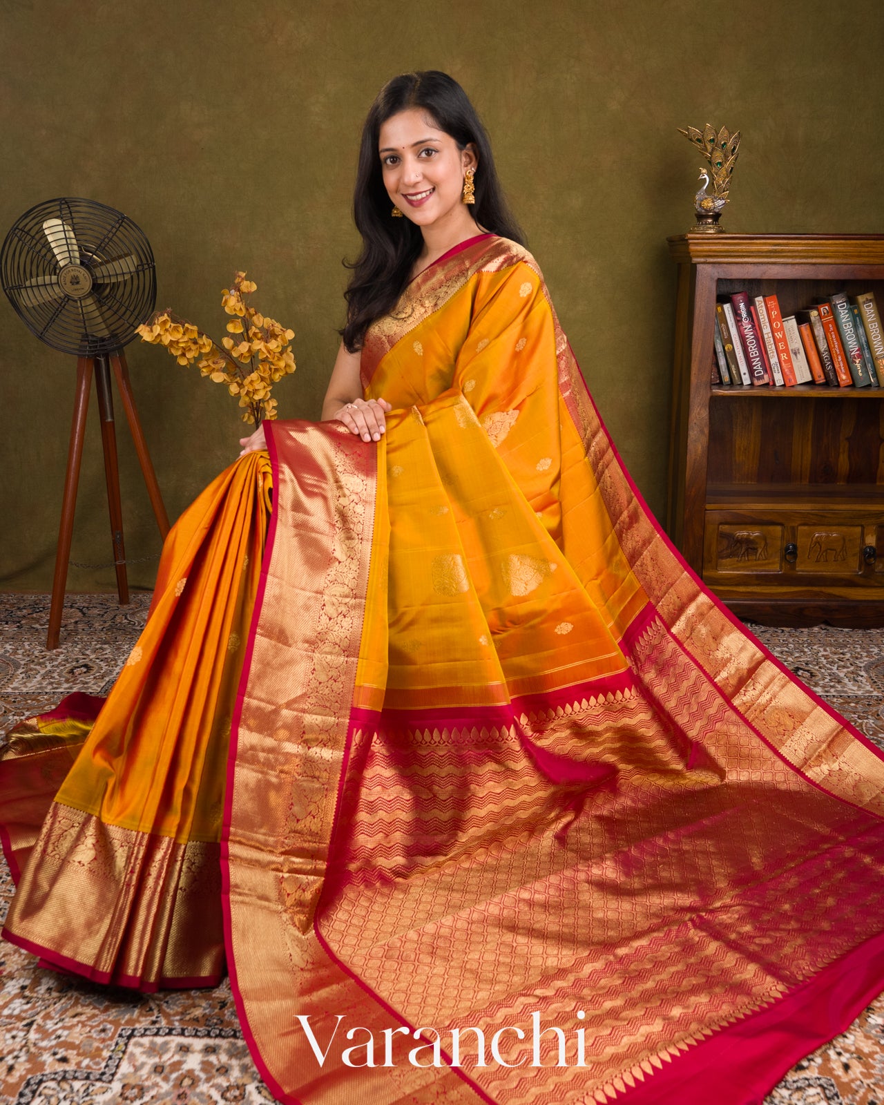 Marigold Yellow Pure Kanchipuram Silk Handloom Saree 