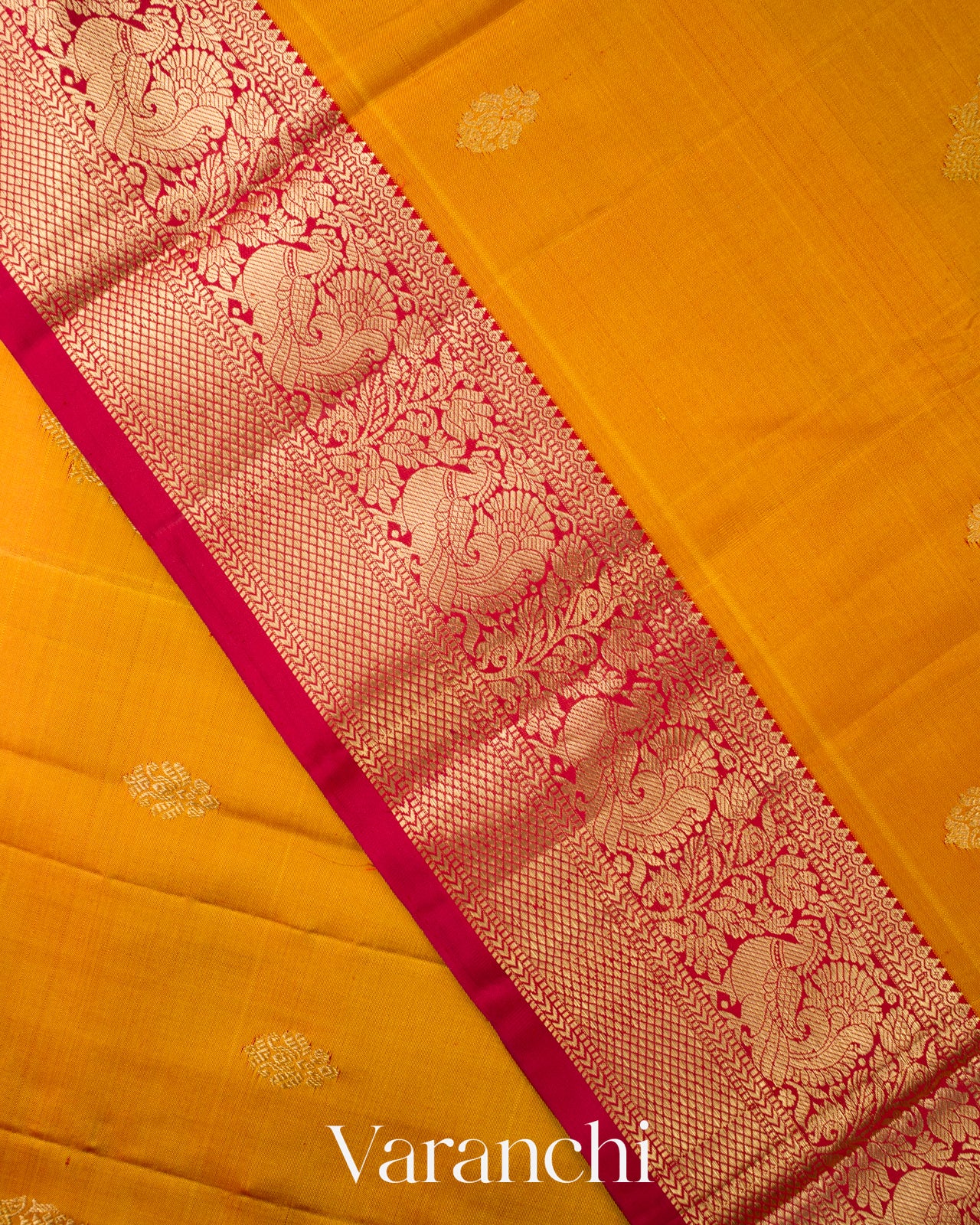 Marigold Yellow Pure Kanchipuram Silk Handloom Saree 