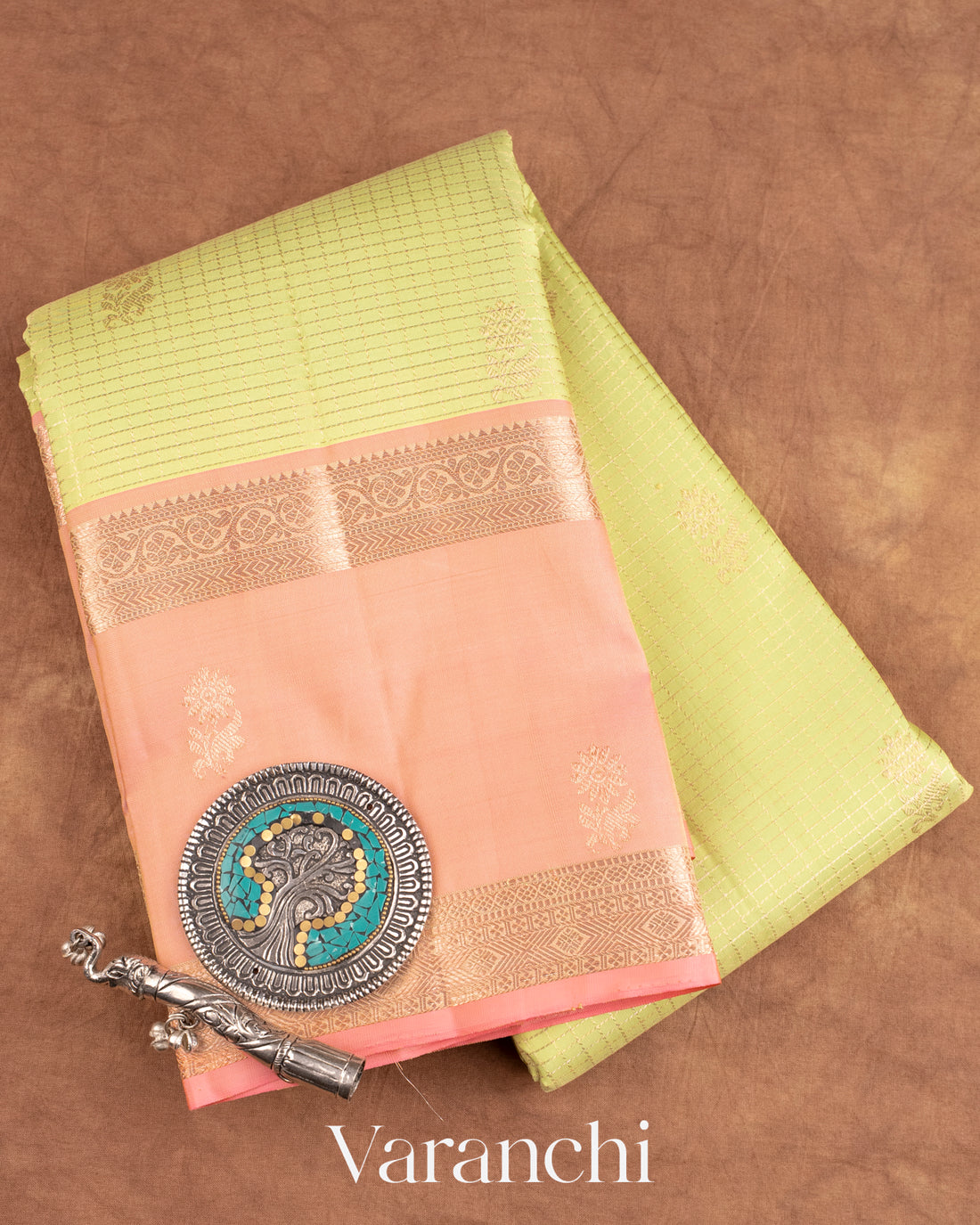 Light Lime Green Pure Kanchipuram Silk Handloom Saree
