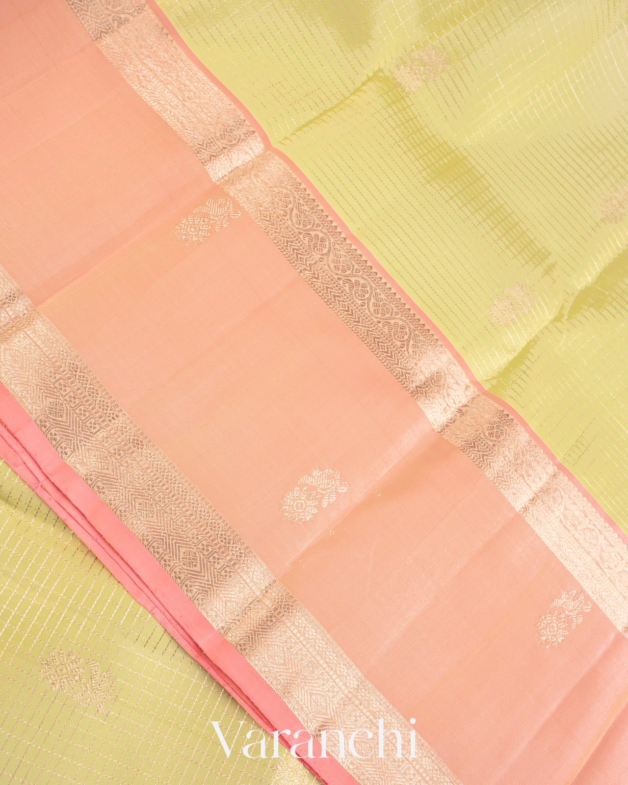 Light Lime Green Pure Kanchipuram Silk Handloom Saree