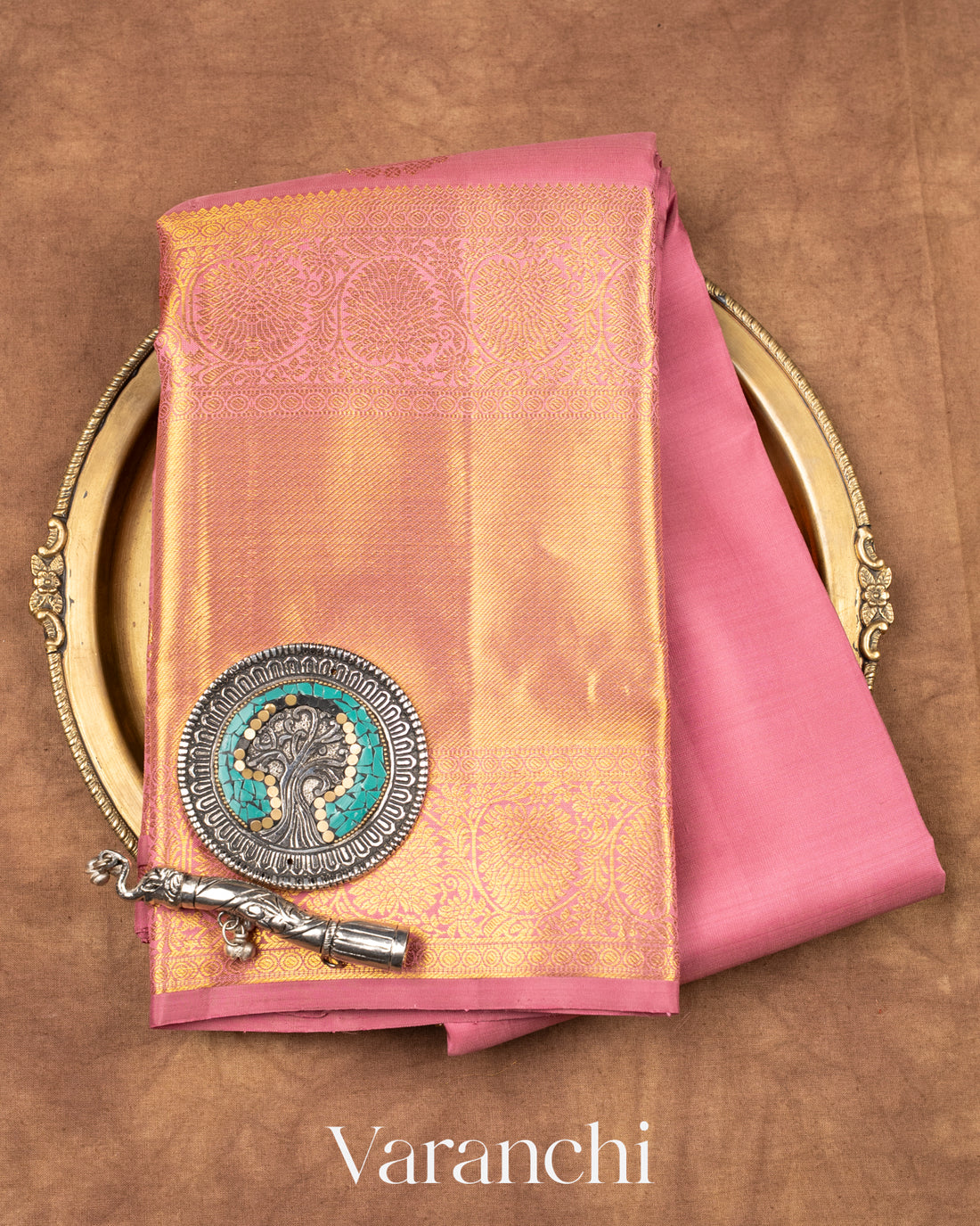 Lotus Pink Pure Kanchipuram Silk Handloom Saree