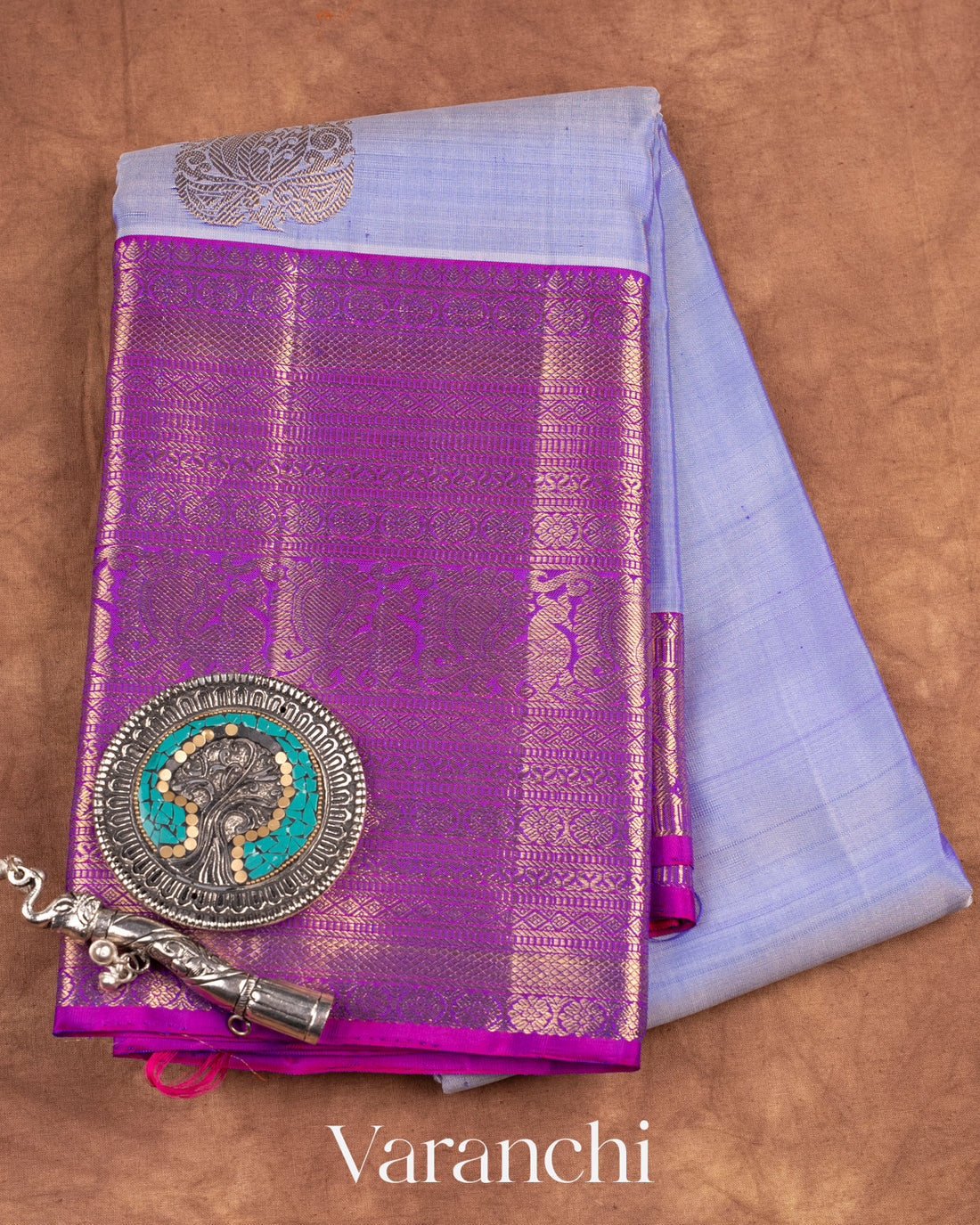Light Violet Pure Kanchipuram Silk Handloom Saree