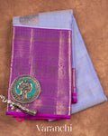 Light Violet Pure Kanchipuram Silk Handloom Saree