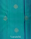 Peacock Blue Vaira Oosi Pure Kanchipuram Silk Handloom Saree