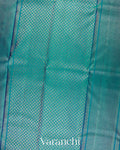 Peacock Blue Vaira Oosi Pure Kanchipuram Silk Handloom Saree
