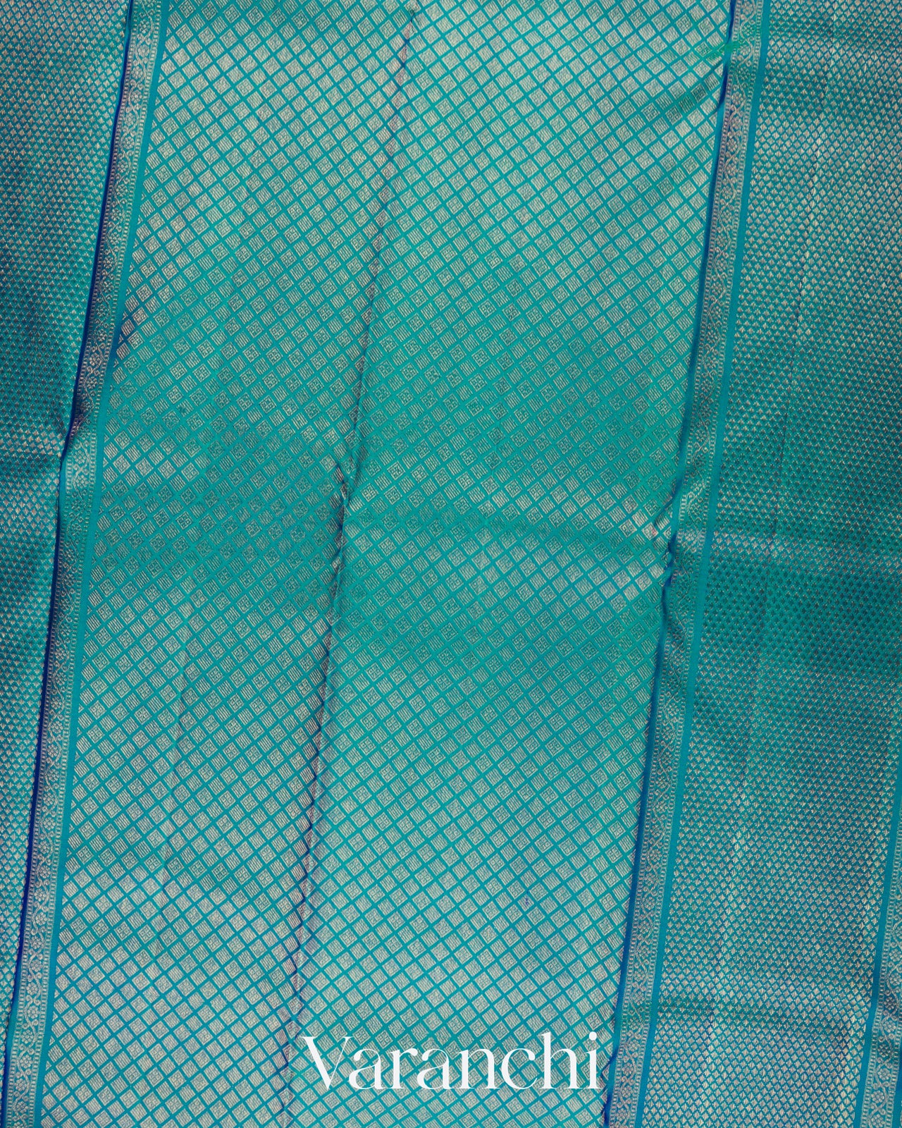 Peacock Blue Vaira Oosi Pure Kanchipuram Silk Handloom Saree