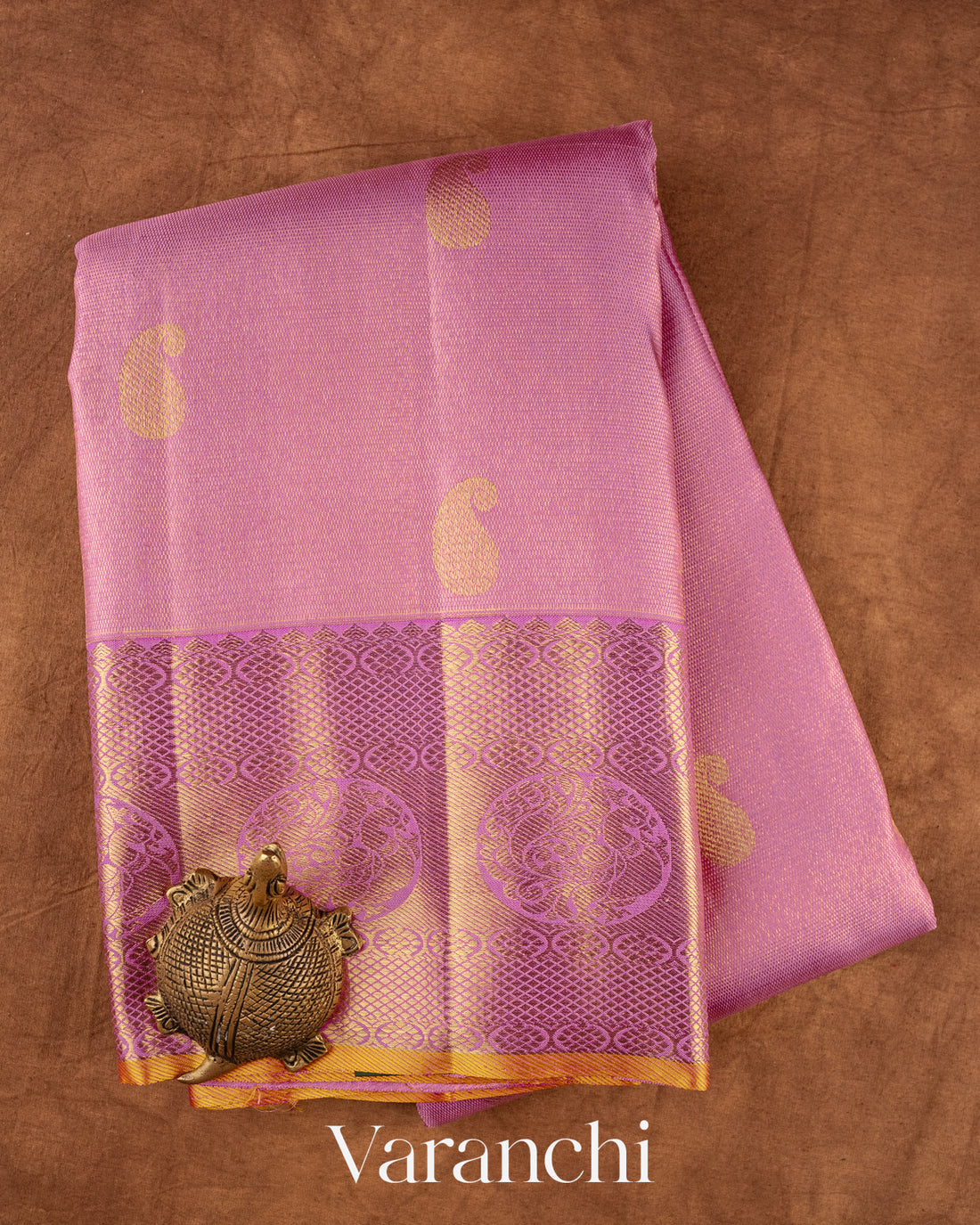 Baby Pink Vaira Oosi Pure Kanchipuram Silk Handloom Saree 