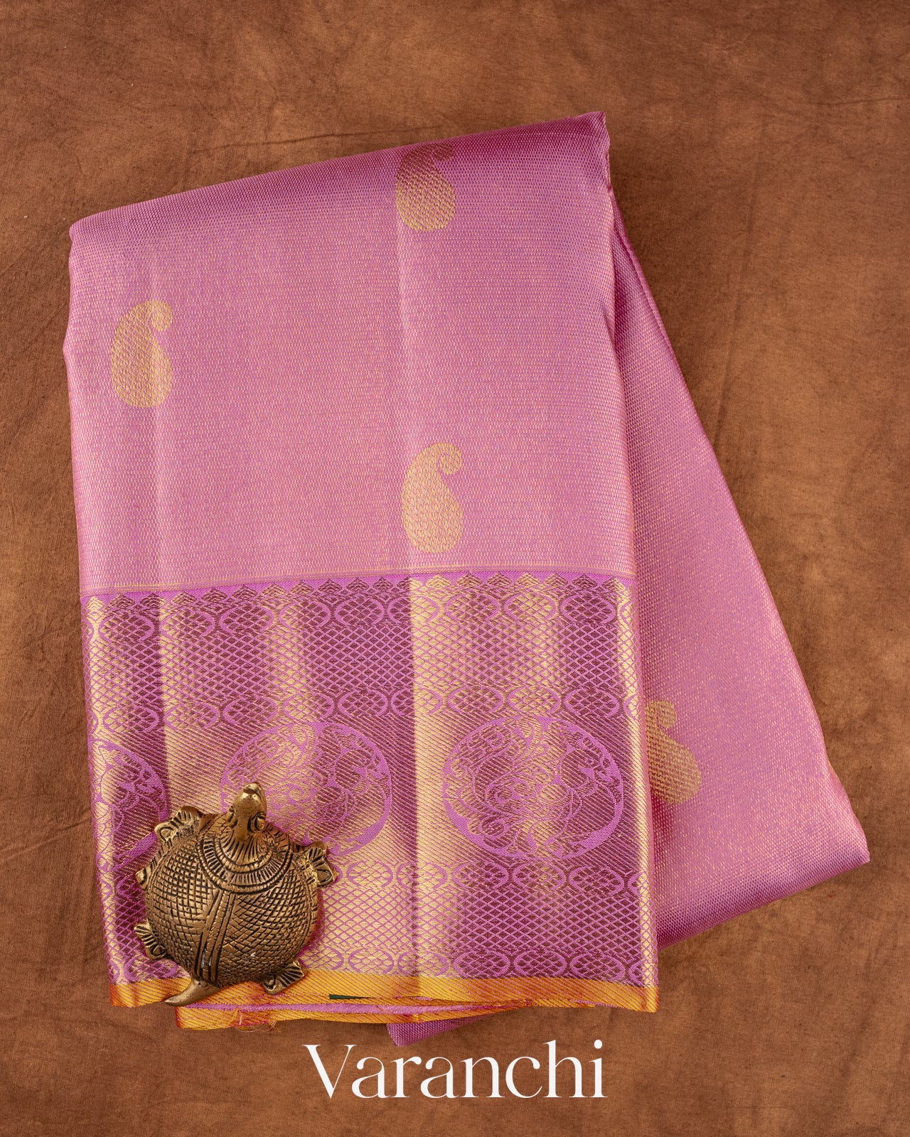 Baby Pink Vaira Oosi Pure Kanchipuram Silk Handloom Saree 