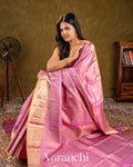 Baby Pink Vaira Oosi Pure Kanchipuram Silk Handloom Saree 