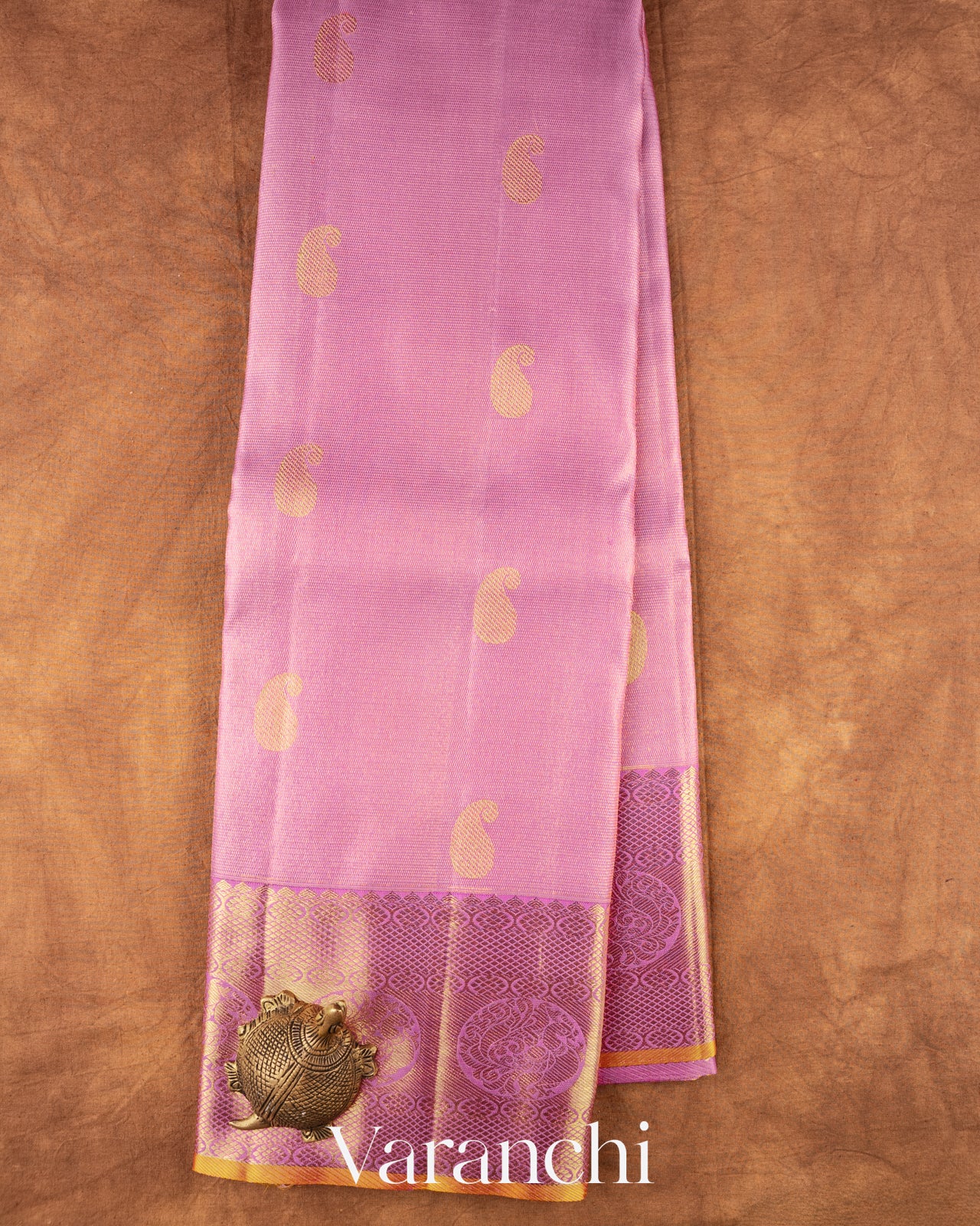 Baby Pink Vaira Oosi Pure Kanchipuram Silk Handloom Saree 