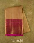 Golden Beige Vaira Oosi Pure Kanchipuram Silk Handloom Saree