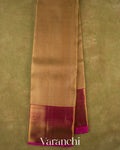 Golden Beige Vaira Oosi Pure Kanchipuram Silk Handloom Saree