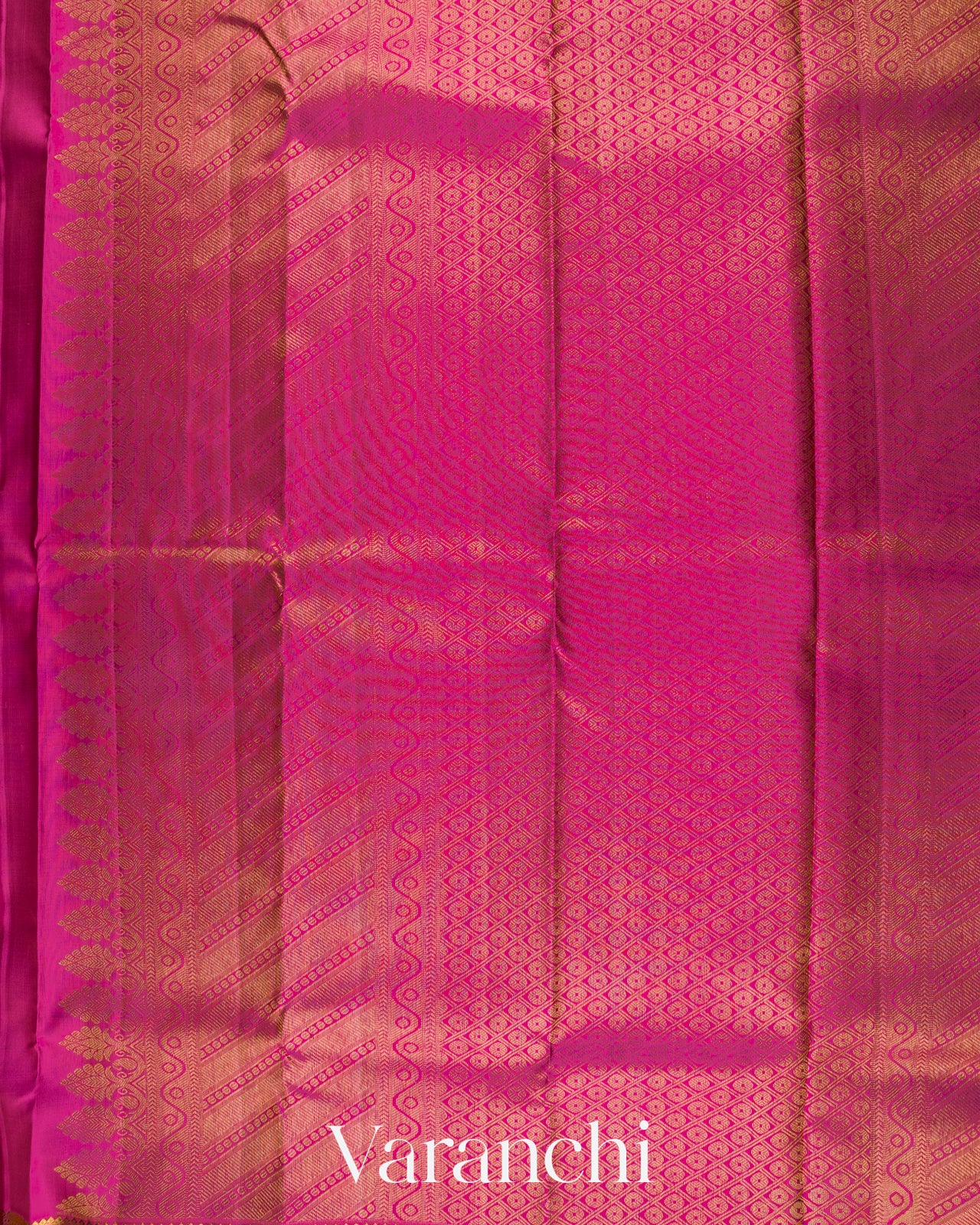 Golden Beige Vaira Oosi Pure Kanchipuram Silk Handloom Saree