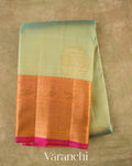 Sea Green Vaira Oosi Pure Kanchipuram Silk Handloom Saree