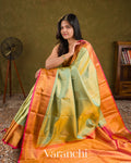 Sea Green Vaira Oosi Pure Kanchipuram Silk Handloom Saree