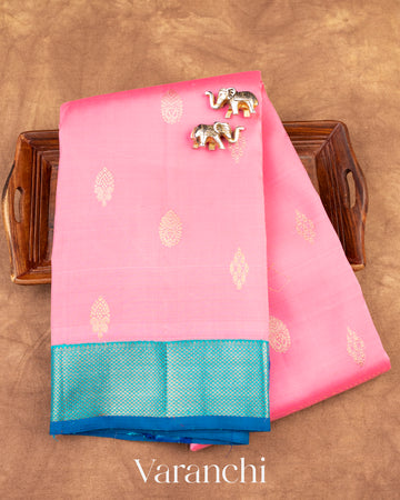 Baby Pink Pure Kanchipuram Silk Handloom Saree