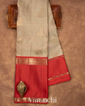 Biege Grey Pure Kanchipuram Silk Handloom Saree