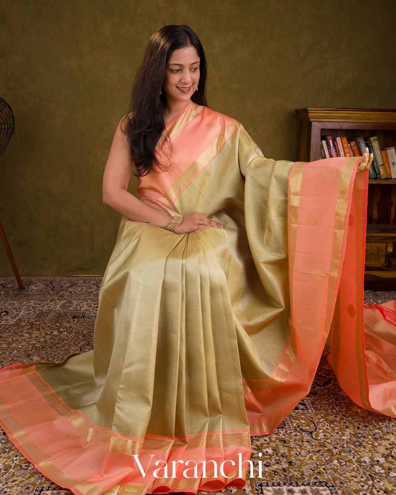 Warm Beige Pure Kanchipuram Silk Saree