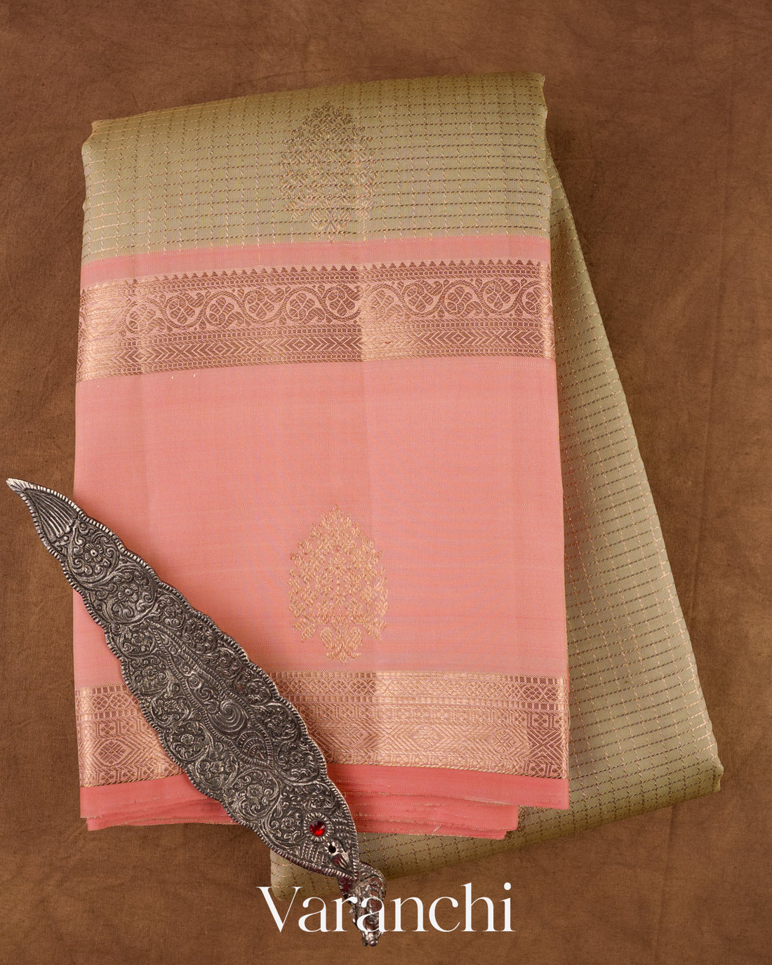 Warm Beige Pure Kanchipuram Silk Saree