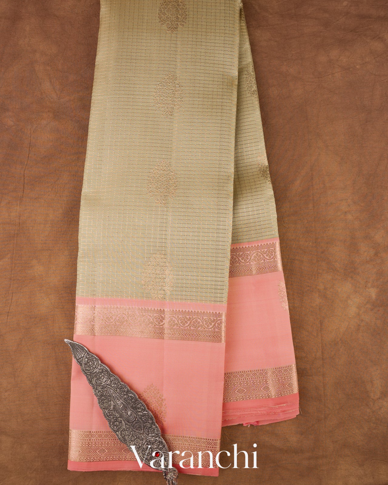 Warm Beige Pure Kanchipuram Silk Saree