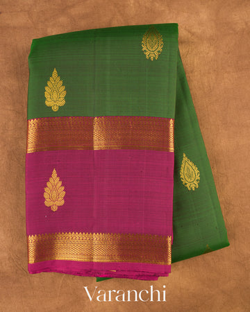 Bottle Green Pure Kanchipuram Silk Handloom Saree