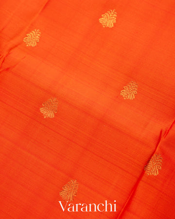 Deep Orange Pure Kanchipuram Silk Handloom Saree