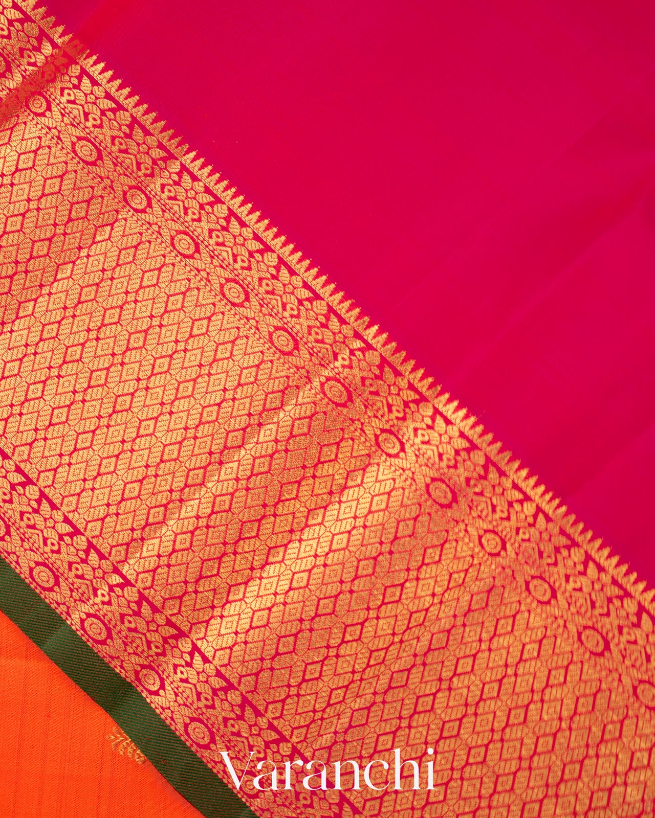Deep Orange Pure Kanchipuram Silk Handloom Saree