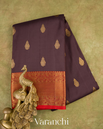 Coffee Brown Pure Kanchipuram Silk Handloom Saree