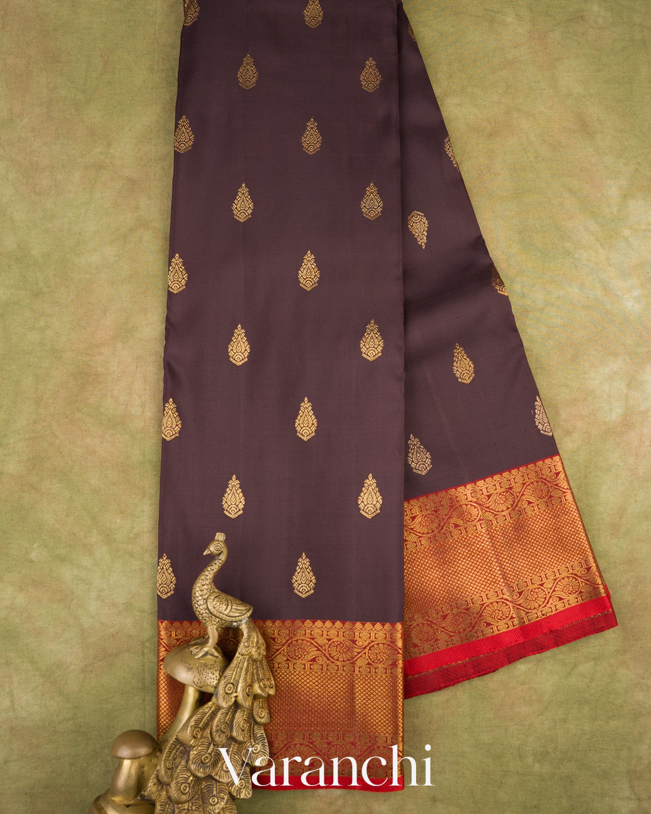 Coffee Brown Pure Kanchipuram Silk Handloom Saree