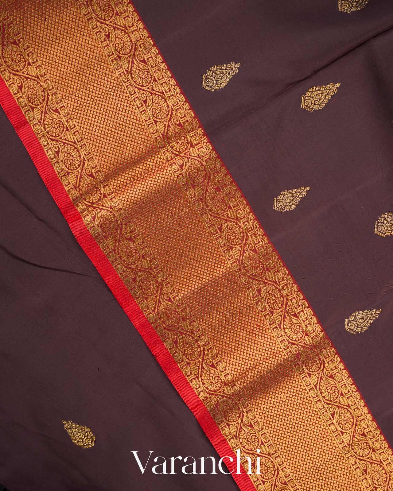 Coffee Brown Pure Kanchipuram Silk Handloom Saree