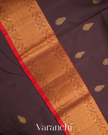 Coffee Brown Pure Kanchipuram Silk Handloom Saree