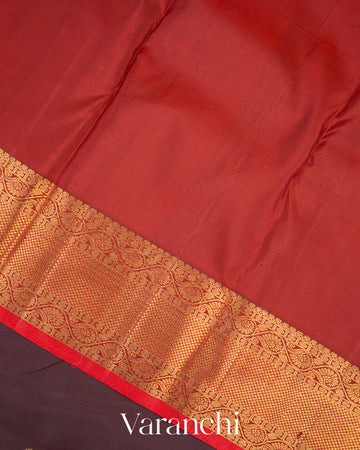 Coffee Brown Pure Kanchipuram Silk Handloom Saree