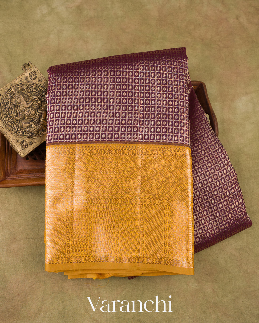 Wine Plum Heavy Brocade Pure Kanchipuram Silk Saree