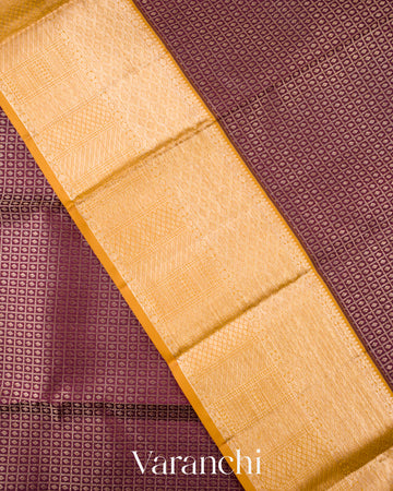Wine Plum Heavy Brocade Pure Kanchipuram Silk Saree