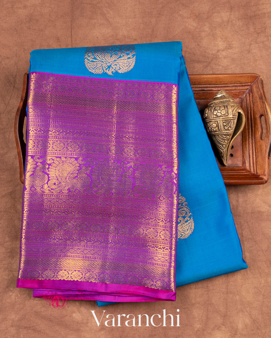 Ink Blue Pure Kanchipuram Silk Handloom Saree