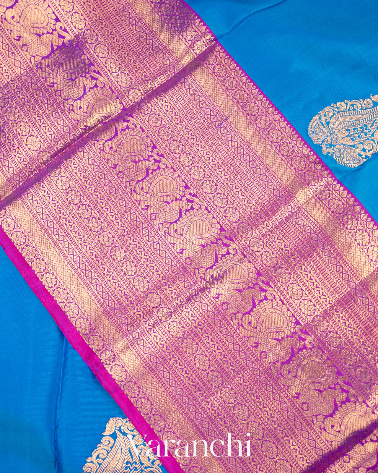 Ink Blue Pure Kanchipuram Silk Handloom Saree