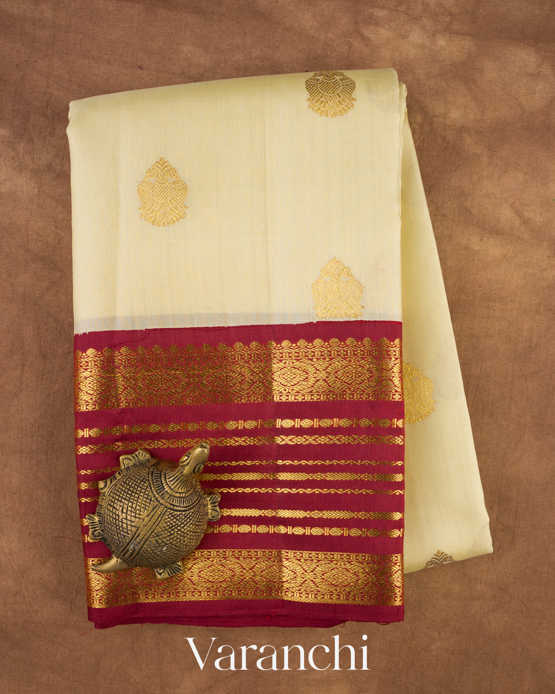 Soft Ivory Yellow Pure Kanchipuram Silk Handloom Saree