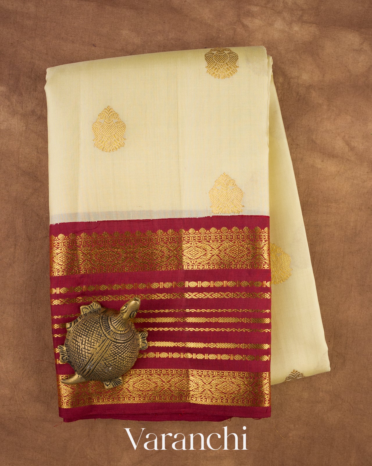 Soft Ivory Yellow Pure Kanchipuram Silk Handloom Saree