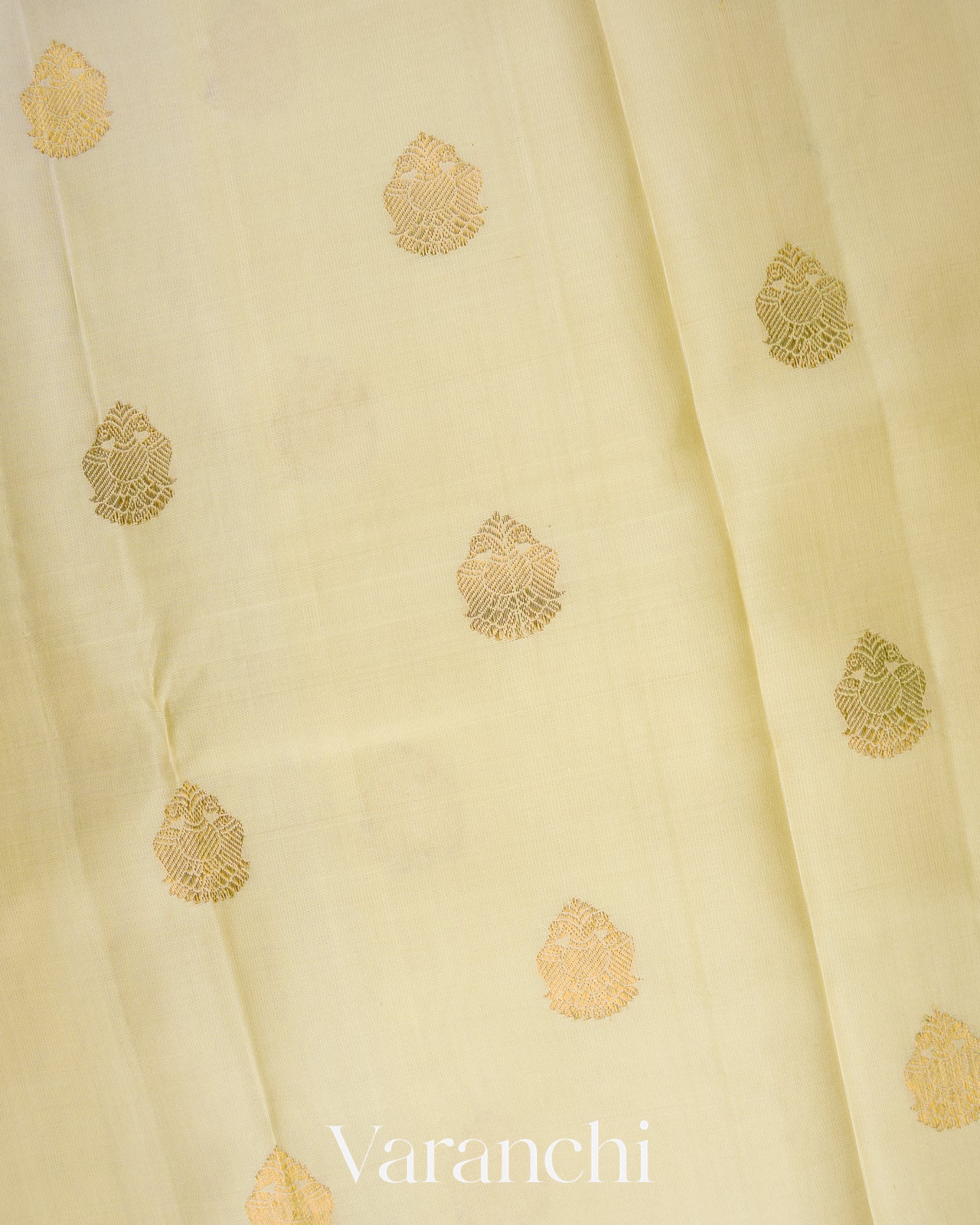 Soft Ivory Yellow Pure Kanchipuram Silk Handloom Saree