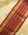 Soft Ivory Yellow Pure Kanchipuram Silk Handloom Saree