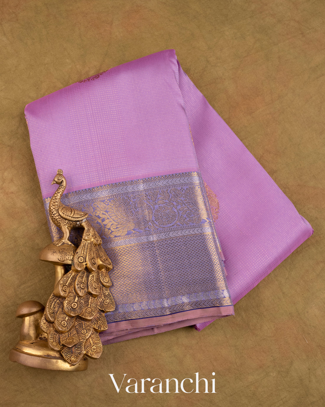 Lavender Vaira Oosi Pure Kanchipuram Silk Handloom Saree