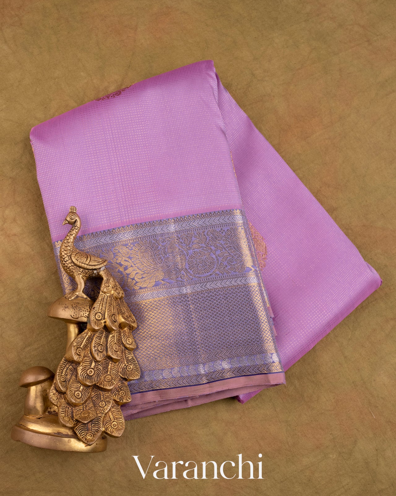 Lavender Vaira Oosi Pure Kanchipuram Silk Handloom Saree