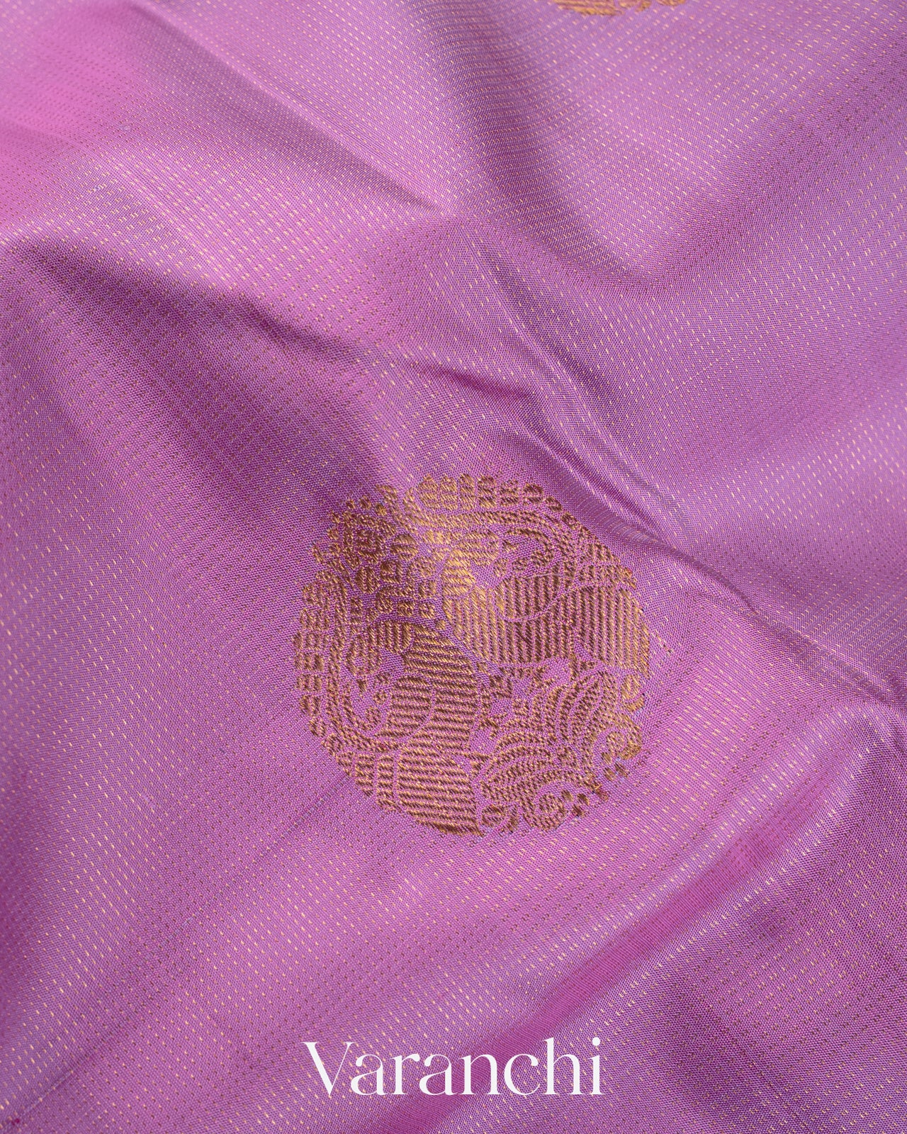 Lavender Vaira Oosi Pure Kanchipuram Silk Handloom Saree