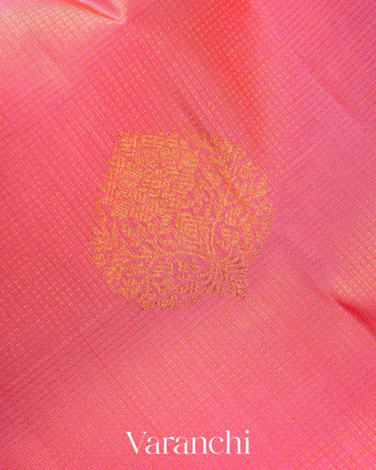 Flamingo Pink Vaira Oosi Pure Kanchipuram Silk Handloom Saree