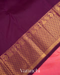 Flamingo Pink Vaira Oosi Pure Kanchipuram Silk Handloom Saree